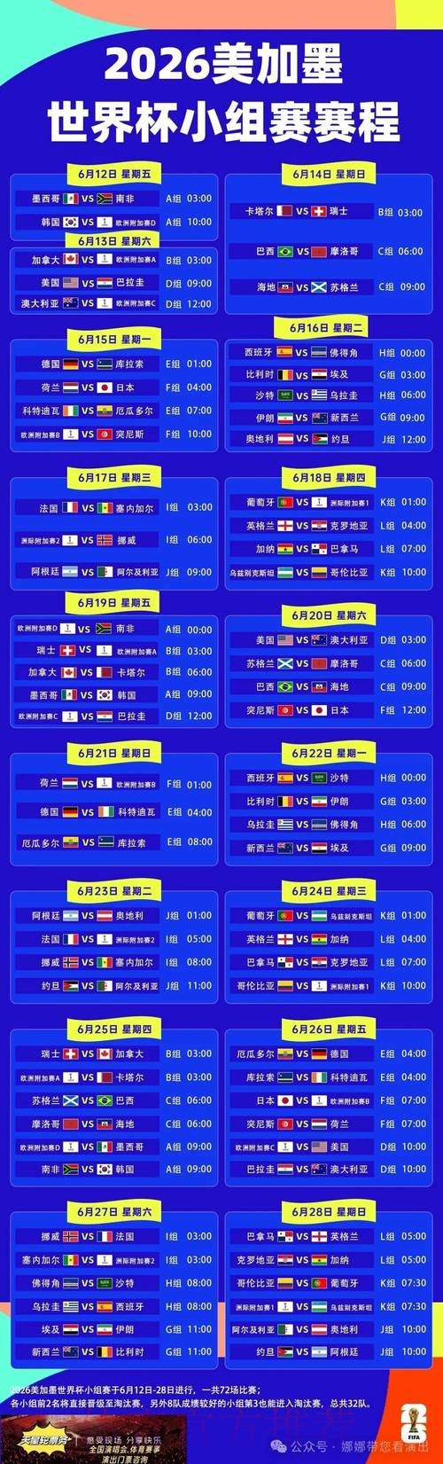 2026世界杯比赛时间最新实时赛程怎么看